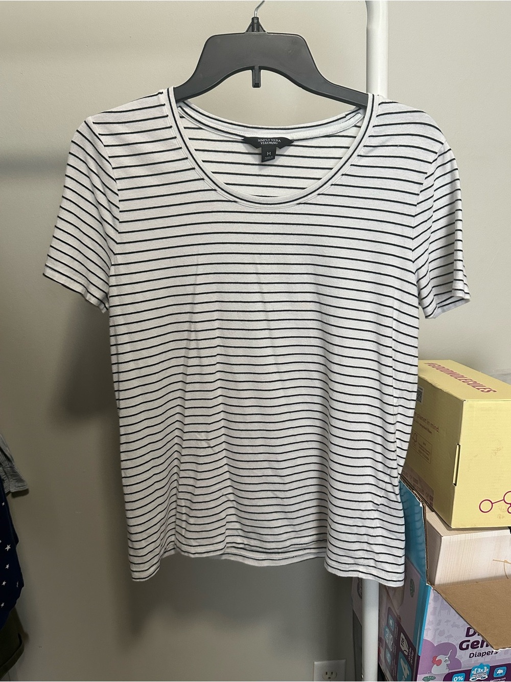 Simply Vera VeraWang Black and white striped Shortsleeve shirt size medium